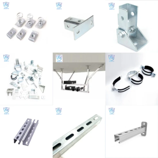 Hot Sale Galvanized Cable Tray Unistrut Channel Support System Solar Panel Bracket Welding Connection Base Connector Strut Channel Solar Energy Mounting System